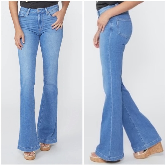 PAIGE Genevieve Modern High Rise Flare Jeans in Golden Years Size 32 NWT! - Picture 1 of 16